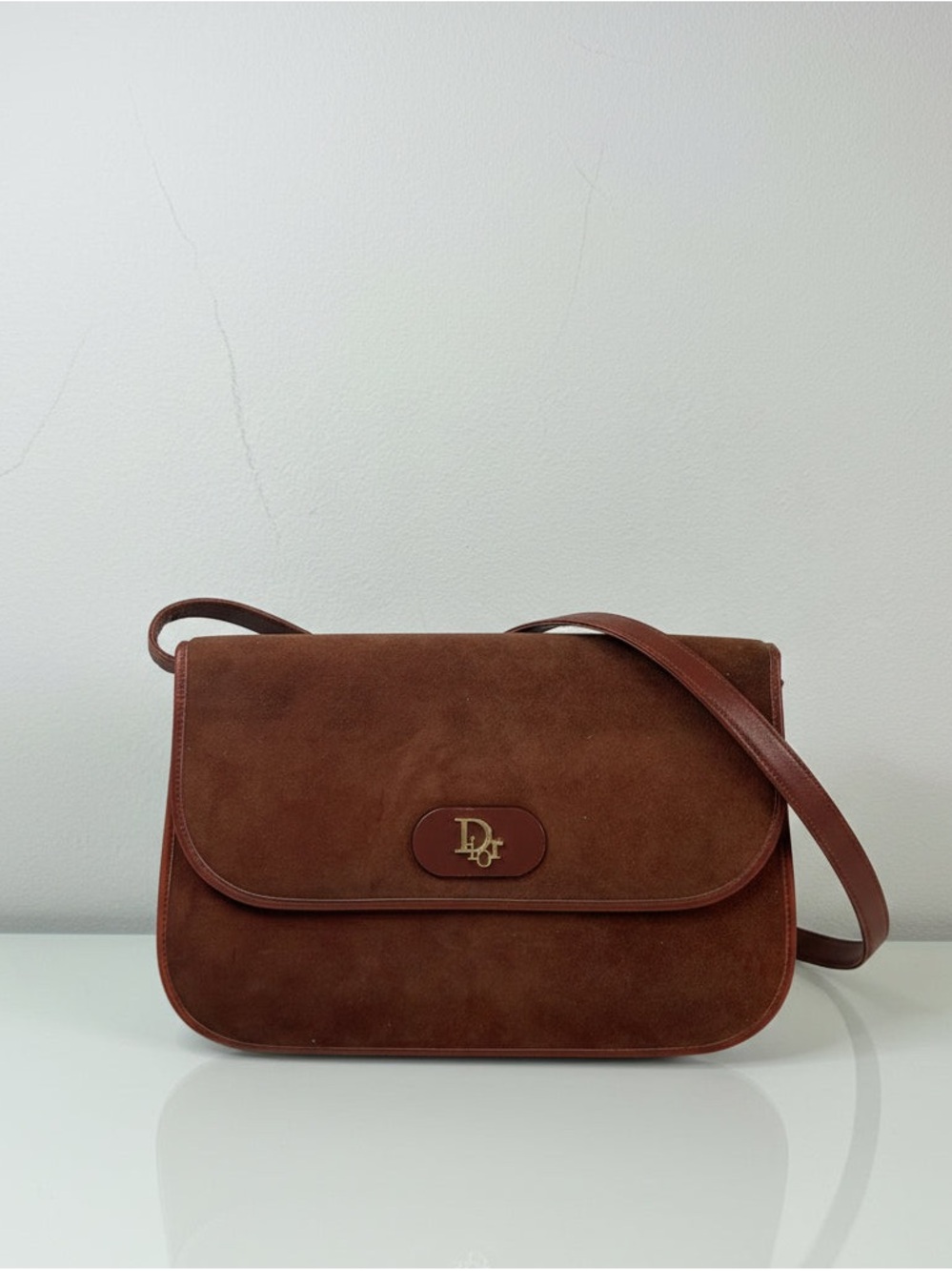 Dior Vintage Brown Suede Shoulder Bag